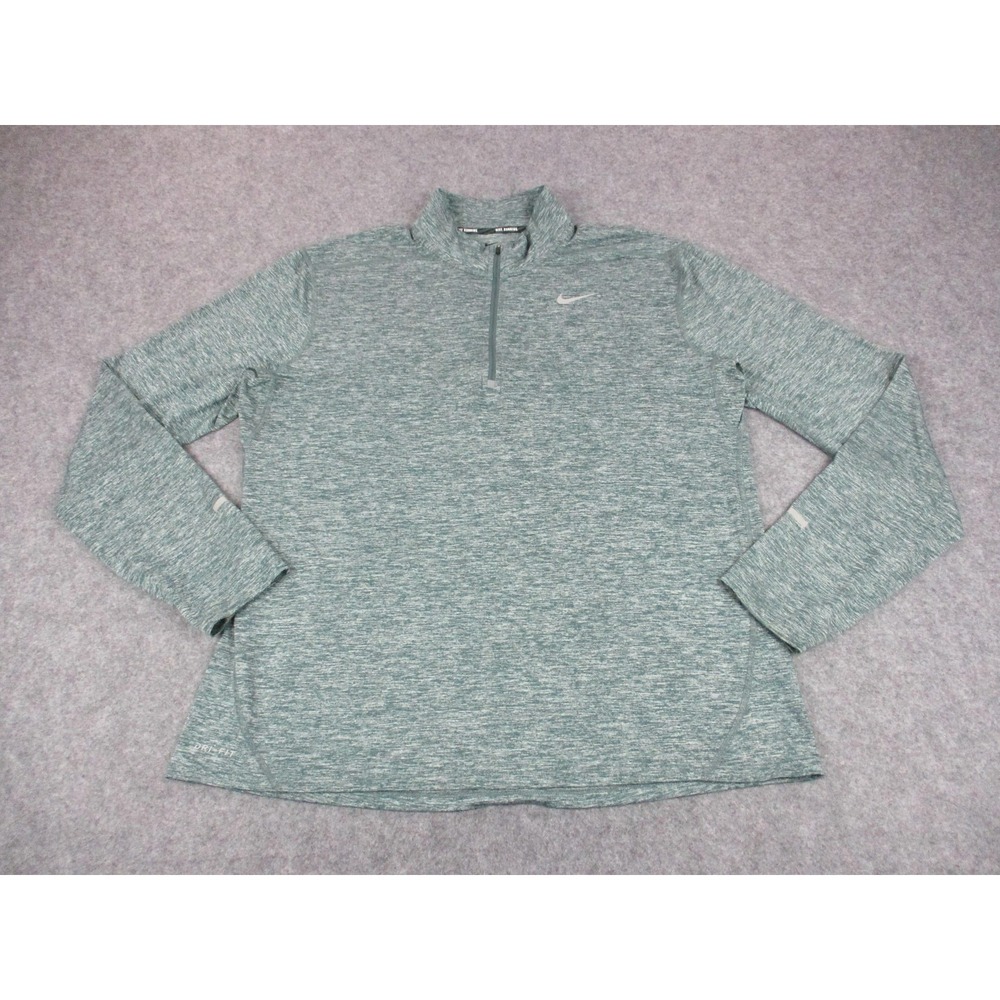 Nike Shirt Mens Extra Large Green Mock Neck 1/4 Zip Running Reflective Athletic
